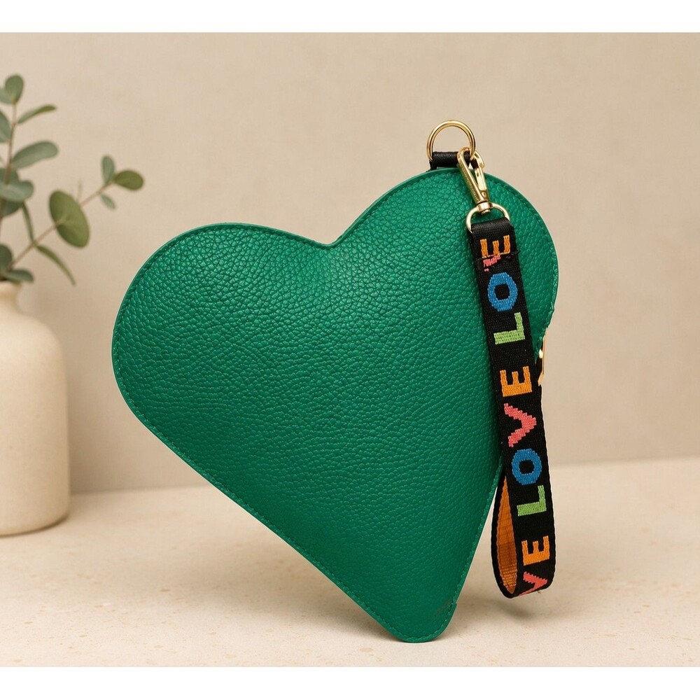 Green Heart Wristlet with LOVE Strap